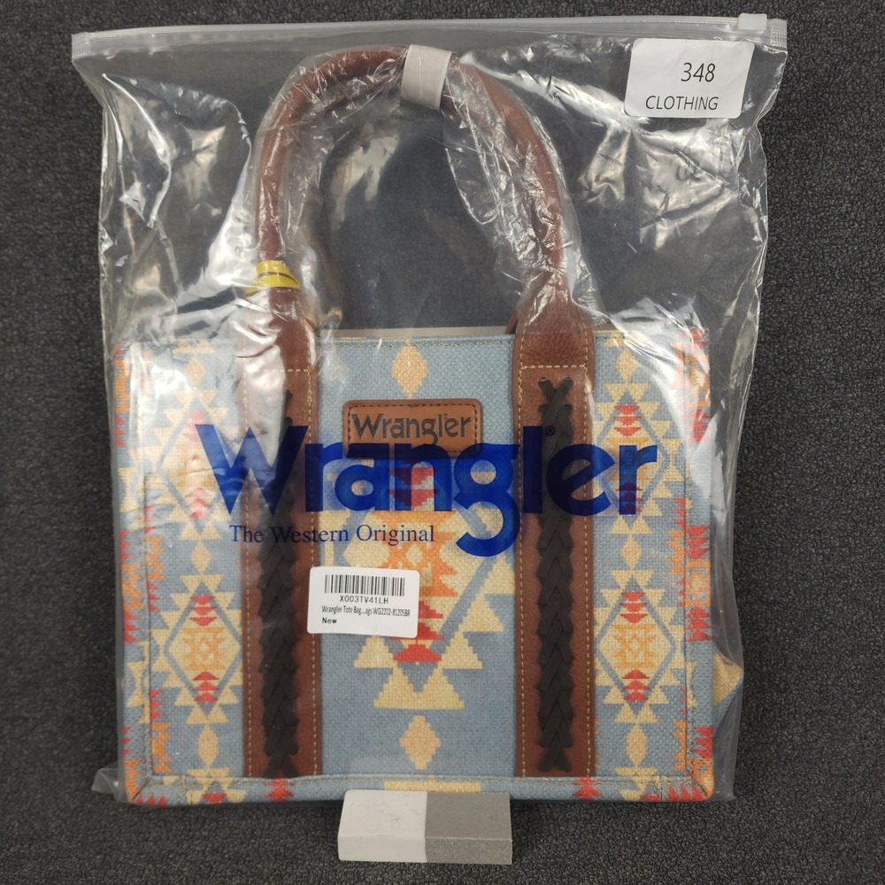 Wrangler‎ Western Original Geometric Print Tote Bag Brown Leather Handles New